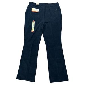 St. John's Bay Womens Corduroy Pants Size 16 Black Bootcut Secretly Slender NWT